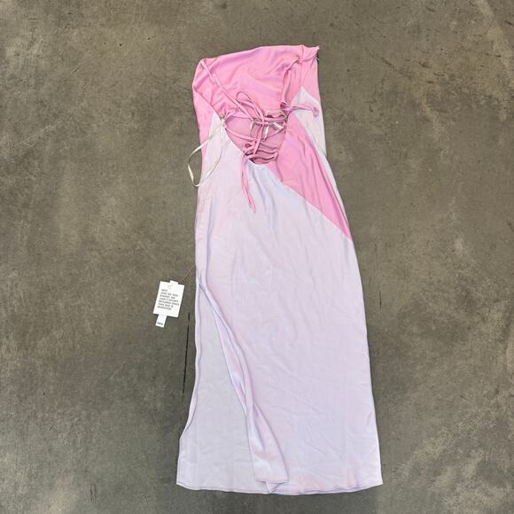 Asos Pink Asymmetrical Cami Criss Cross Tank Top Summer Satin Dress Purple 4 NWT - Picture 3 of 7